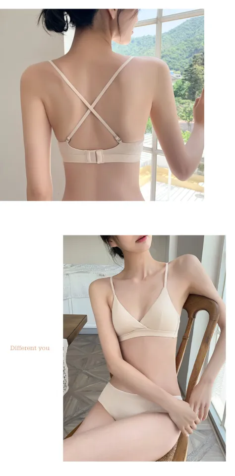 French Style Triangle Cup Cotton Small Bust Underwear Women's No