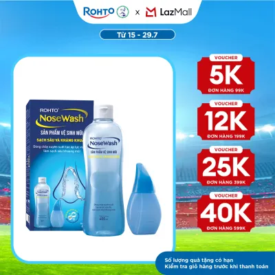 Bộ sản phẩm rửa mũi tiện dụng Rohto NoseWash (1 bình vệ sinh mũi Easy Shower + 1 chai dung dịch 400ml)