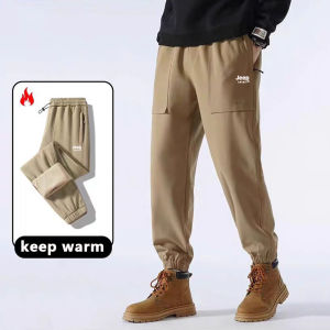 Jeep tinh thần kalis không khí musim sejuk seluar seluar baldu tebal Lelaki & wanita Windproof mewah Dan selesa Panas tebal (S-5XL)