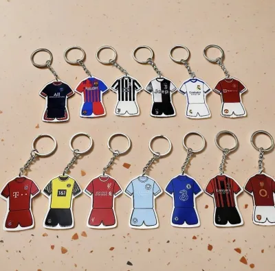 SG Stock | Soccer Jersey Acrylic Keychain Double-Sided Football Club Mini Jersey Key Ring World Cup Commemorative Collec