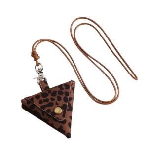 Retro Styles Hanging Neck Bag Pendant Necklace with Leather Materials for Earphones and Coin Portable and Sturdy
