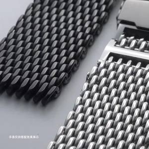 Shark Strap 4.0mm Thickness for Seiko 20mm 22mm 24mm Mesh Solid Steel Strap Adjustable Diving Milanese watchband