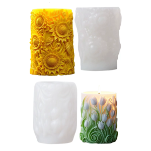 Silicone Molds Flower Cylinder Molds Epoxy Resin Molds Castings Molds Carving Pattern Wavy Plasters Molds