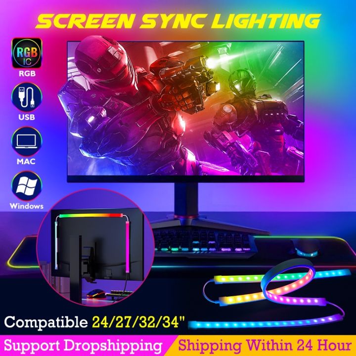 Computer Monitor Screen Ambient Backlight For 2434 Inch Color Real