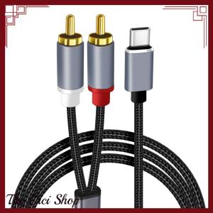 [The Cici Shop] Type C To RCA Audio Cable 2 RCA Aux Cord Converter USB C Audio Line For Laptop Mobile Phone Speaker Amplifier Audio Power Amplifier Braided Cable 1meter