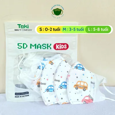 Khẩu trang 5D (gồm 100 cái) cho bé từ 0- 3tuổi và 4-10 tuổi hoạ tiết bắt mắt