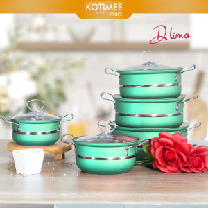 Panci Set Stainless Steel Tebal Tutup Kaca DLima Susun 5
