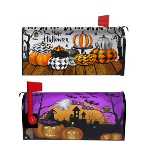 Seasonal Pumpkin Ghosty Mailbox Cover Polyester Cloth Magnetic Closure Waterproof Home Garden Decoration