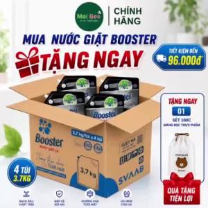 [TẶNG QUÀ] Thùng 4 túi nước giặt xả Bosster màu đen hương thiên nhiên tươi mát túi 37kg