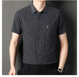 IELGY Mens Short Sleeve Shirt Summer Thin Business Casual Top