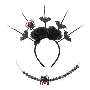 Gothic Headband Goth Choker Halloween Bat Headband Rose Spider Headband Spider Choker Rose HaloCrown Goth Headpiece