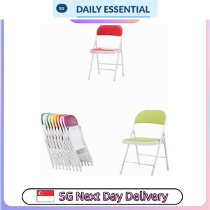 【DAILY ESSENTIAL】 Padded Folding Chair with Black or White Metal Frame