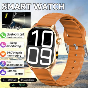 Outdoor Smart Watch Men Women Full Touch Screen Sport Fitness Flashlight Smartwatch BT For Android IOS Information Display HW12