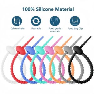 Pengikat Kabel Serbaguna 17cm & 20cm - Tali Kabel Pengikat Headset Tali Kabel Pengikat Snack Ganci Silikon Multifungsi Lucu