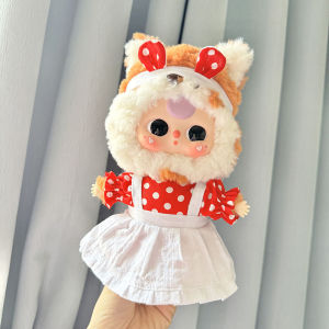 [Baby clothes only] 20cm baby three-year-old baby doll clothes three generations of big cute plush doll clothes rabbit ear red polka dot strap skirt