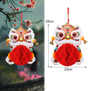 2025 Snake New Year Honeycomb Lantern Vibrant Red Lion Dance Lamp Exquisite Spring Festival Home Decor