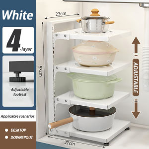Stainless Steel Pot and Pan Rack organizer Under sink rack 3-4 Tiers Adjustable Kitchen rack Cabinet rack Multipurpose Rack Storage Organizer Rack 置物架| DaQueen