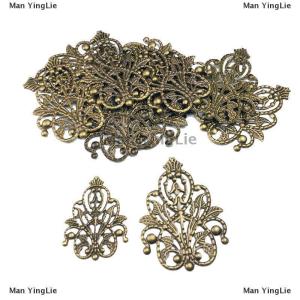 [COD] Man YingLie 20Pcs Bronze Copper Filigree Wraps Flower Connectors Metal Crafts Gift Decoration DIY Accessories