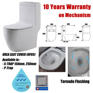 SG Local Seller & Authorized Dealer PUB Approval One-piece Toilet Bowl TORNADO Flushing GEBERIT System (S-Trap 150mm/250mm / P-Trap)