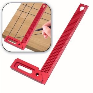XIELISA 45/90 Degrees L-Type Holes Ruler Precision 300MM Corner Positioning Ruler Rustproof Multi-purpose Scribing Marking Gauge Carpenter
