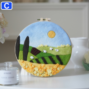 Beginner Landscape Wool Felt Punch Needle Kit Full DIY Accessories Set Included 20cm Embroidery Frame Handcraft Gift