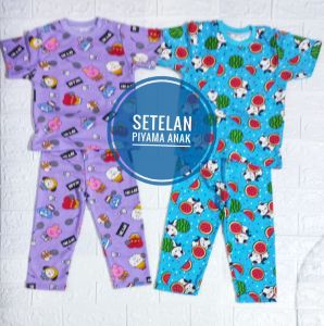 Setelan baju tidur / piyama anak lengan pendek