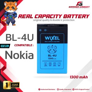 WIXEL Baterai BL-4U Nokia E66 E75 3120C 3120 Classic 5330 5530 XpressMusic 5730 6212 6600 Slide 6600i 8800 N500 Asha 300 301 500 515 Double Power Real Capacity Batre Batrai Battery Original Ori Dual BL4U