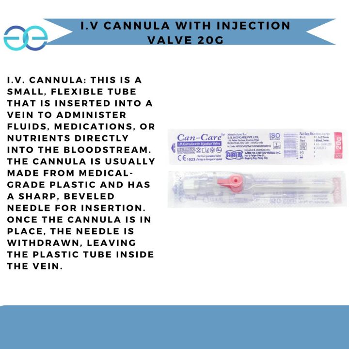 I.V Cannula with Injection Valve 20G | Lazada PH