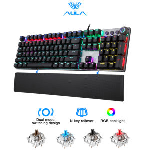 AULA Hotswap Mechanical Keyboard Gaming Keyboard 22 Backlit 108 Keys Anti-ghost Design Blue Switch/ Black Switch/ Brown Switch/ Red Switch PBT Keycaps Metal Pane，with Removable Wrist Rest，Programmable，USB Plug and Play，for PC/Laptop (F2058/F2088 )