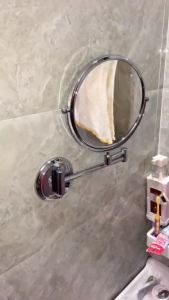 กระจกแต่งหน้าทองเงินทองเหลืองกระจกห้องน้ำ3 X กระจกขยายพับโกน8นิ้วติดผนัง360หมุนกระจกกลม