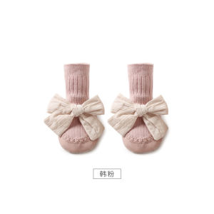 Baby Cute Big Bow Toddler Anti-slip Shoes Socks Floor Shoes Socks Infant Prewalkers Indoor Wear Cute Princess Tube Socks 0-2Y
