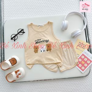 Đồ Bộ Ba Lỗ Sát Nách Thun Lạnh Cho Bé Trai Bé Gái Bộ Đồ 3 Lỗ Cho Trẻ Em Trai Gái Thun Lạnh 8-18kg Bé_Xinh_Shop BA LỖ GẤU CHÓ
