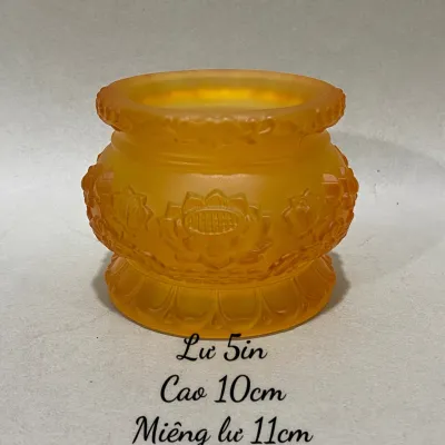 Lư Hương - Bát Hương Hoa Sen Lưu Ly Vàng 9 Cm - 11 Cm - 13 Cm _ 18Cm