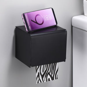 Toilet Tissue Holder กล่องแขวนกระดาษทิชชู ติดผนัง อลูมิเนียม สีดำ Nordic style TI-03B
