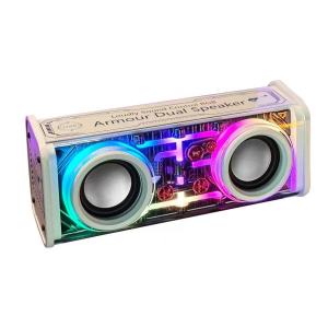 Bluetooth speaker transparent mechanical colorful light V8 dual pole small steel cannon bass speaker