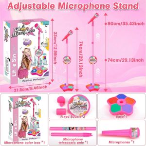 Kids Microphone with Adjustable Stand Karaoke Sing Musical Toy Karaoke Machine with Lights for Boys Girls Party Pastimegift2026