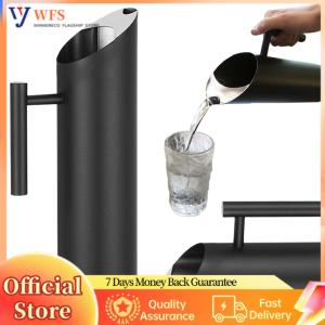 【Flagship】 Stainless Steel Water Pitcher Coffee Pots Ergonomic Handle Water Jug 1.5/2L Cold Drinking Jug for Tea Or Other Beverage