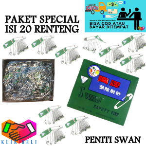 Klik-Beli PAKET SPECIAL 20 RENTENG Peniti Pin Swan Pins Hijab Safety Pin Fashion Isi 12 Pcs Stainless Steel