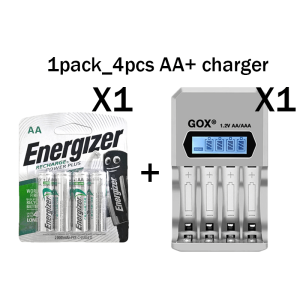Energizer 1.2V AA/AAA NiMH Rechargeable Battery 2000/800mAh and 4 Slots LCD Smart Charger