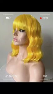 Water Wave Short Curly Wig Full Head Cosplay Party Wig for Women