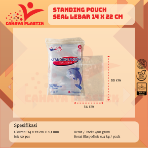 Standing Pouch Double Seal 9 x 15 / 10 x 176 / 12 x 20 / 14 x 22 / 16 x 24 / 16 x 32 / 20 x 29 / Plastik Kemasan Snack / Plastik Klip Berdiri