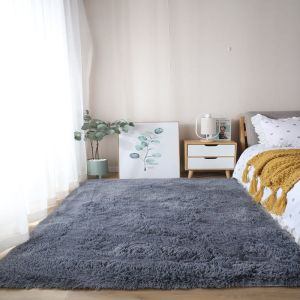 Fluffy Shag Area Rug 4x6 Grey Rugs for Bedroom Soft Plush Area Rugs for Living Room Non-Slip Indoor Carpet for Nursery Study Room Dressing Room Home Decor