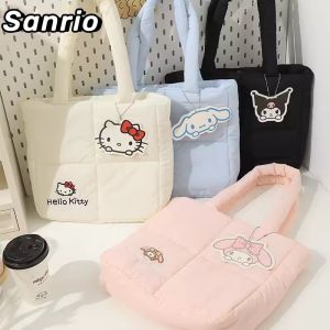 Hello Kitty Make Up Bags Sanrio Purses and Handbags Melody Washing Bag Cinnamoroll Cosmetic Case Kawaii Mommy Pouch Down Fabric