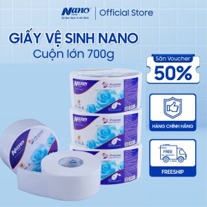 Combo 5 Cuộn Giấy Vệ Sinh Cuộn Lớn 700g 2 Lớp Mềm Mịn Tiết Kiệm Dành Cho Không Gian Văn Phòng Nhà Hàng | Nano Tissue Official