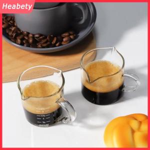 Heabety 70 75ml Espresso Shot Glass đôi Spout Glass đo cup chịu nhiệt xử lý rõ ràng quy mô rượu vang Sữa Cà Phê Đo Jug