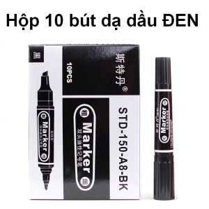 10 Bút lông dạ dầu 2 đầu Marker cao cấp viết được gần 400m xanh đỏ đen không trôi màu không xóa được viết kính gạch gỗ nhựa sắt nilong vải đánh dấu vạch viết ghi chú thùng carton