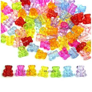 100 pcs Cute jelly bear beads gummy teddy bear beads for diy jewelry beading accessories finding