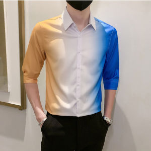 áo sơ mi áo sơ mi nam tay lửng phong cách hàn quốc thiết kế phối màu độc lạ cực chất trẻ trung cá tính và năng động chất vải mềm mịn thoáng mát - H61