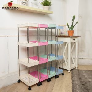 MAMASOO Rak Troli Susun Multifungsi Dapur Kamar Mandi Salon Organizer Rak penyimpanan Perlengkapan Dapur Serbaguna / Rak Troli dengan roda