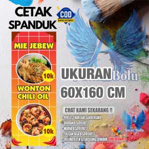 Cetak Spanduk Cetak Banner Mie Jebbew Wonton Chili Oil Costom Desain